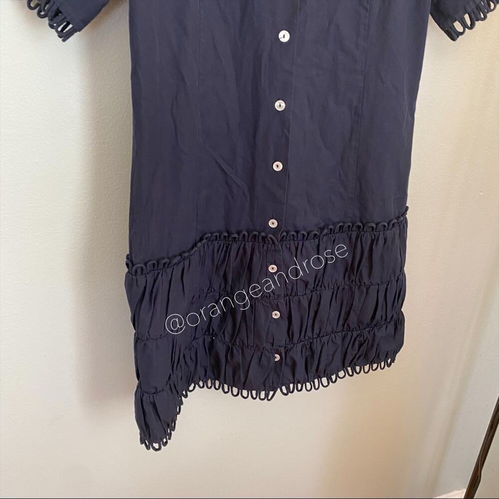 Alicia Bell Navy Blue Button Front Loop Mini Dress 10 - Picture 7 of 12